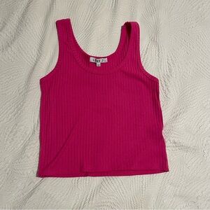 Love J Hot Pink Ribbed Tank Top